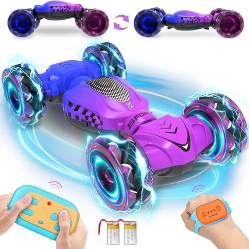 Nitigo 4 Cylinder RC Car Gesture Sensing Remote Control Stunt Toy for Kids Ages 5 7 with Lights and All Terrain Capability