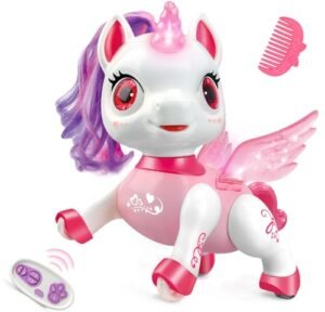 Britik Unicorn Toys for Girls Age 4-6: Robot Pets for Kid Remote Control Robot Toy for Ages 5-7 Robot Toys for Kids 8-12 Birthday Gifts for 3 4 5 6 7 8 Year Old Girl, Pink