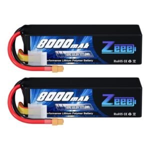 Zeee 6S Lipo Battery 8000mAh 22.2V 120C Soft Pack with XT60 Connector for Carpet Racer RC Car and Other Hobby Models 2 Pack