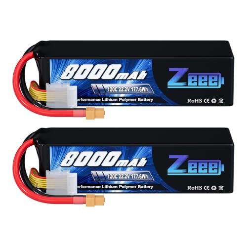 Zeee 6S Lipo Battery 8000mAh 22.2V 120C Soft Pack with XT60 Connector for Carpet Racer RC Car and Other Hobby Models 2 Pack
