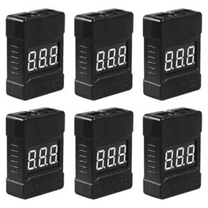 AEDIKO 6pcs RC 1-8S Battery Tester Monitor LiPo Battery Checker Low Voltage Buzzer Alarm with LED Indicator