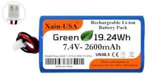 High Capacity 7.4V 2600mAh Li Ion Battery RC Plane Rechargeable Pack with JST XH2.54mm Connector and BMS Protection