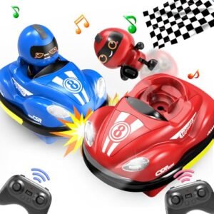 DWIRCTOYS 2 Pack Remote Control Bumper Cars RC Cars Jacksonville Fun for Kids Ages 5 7 with Light Sound Easter Birthday Gift