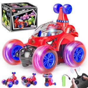Ynanimery 3D Print RC Truck Spider Remote Control Car for Boys with 360 Flips 3D Lights Music Switch Indoor Outdoor Night Fun