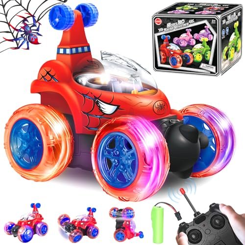 New Bright Monster Jam RC Trucks Spider Remote Control Car with 360 Flips 3D Lights Music for Boys Girls Ages 4 12