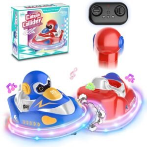 OSQI 2 Pack Cartoon Remote Control Cars for Kids - Drift, Crash, Eject - Dual Remote Control Toy Car Set - Toddler Toys with LED Lights & Music, Boys & Girls Christmas Birthday Gift