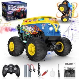 Everbigmai Hoonicorn RC Truck 1 20 Scale Stunt Car with 2 4GHz Remote All Terrain 360 Rotating Monster Truck Toys 15KM H Speed LED Lights Music Spray Rechargeable Battery Gift for Kids