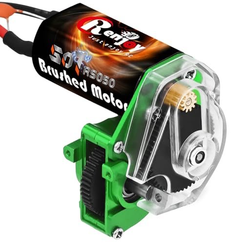 RCENJOY 050 50T Brushed Motor Transparent Acrylic Metal Gearbox for Eaglet 50 RC Plane Axial SCX24 AXI00002 AXI00001 AXI90081 AXI00006 AXI00005 1/24 RC Crawler Upgrade Parts Assembled Green