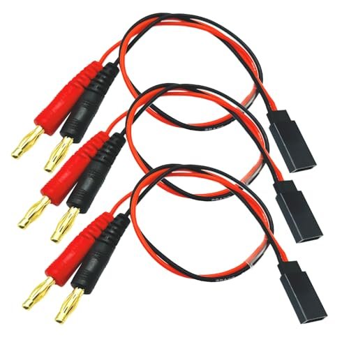 Toro 721 RC Spark Plug Compatible 3Packs Futaba Style Receiver to 4mm Banana Connector Battery Charge Lead Adapter 20awg 30cm Silicone Cable