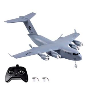 Dodoore Pink Foam RC Plane 2 Channels Remote Control Airplane C 17 Transport Aircraft with Gyro and 2 Batteries for Kids and Adults