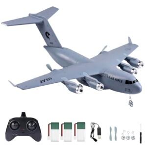 Hylukon RC Airplane C 17 Globemaster III with Transport Rack 2CH 2.4GHz Ready to Fly RC Plane for Beginners and Advanced Pilots