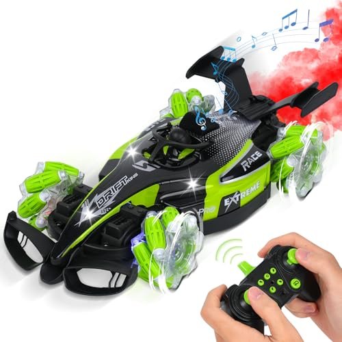 Glouslove Remote Control Car 360°Rotation F1 1:12 Scale All Terrain RC Cars 15+ kmh 2.4GHz with Lights Music Spray Are RC Cars Allowed in State Parks