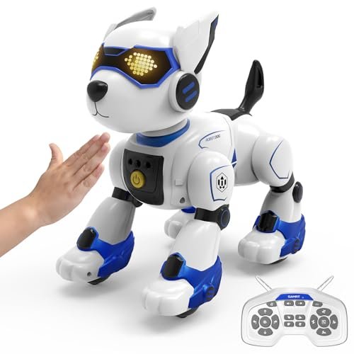 TechPaws Interactive Robot Dog for Kids Smart Voice Gesture Control Programmable Remote Control Toy Ideal for Guys Playing Lake Battleship RC