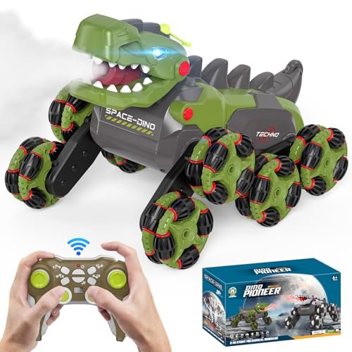 XSpeed 8WD RC Stunt Car with Spray Painting RC Car Body 2.4Ghz Remote Control Dinosaur Toy for Kids