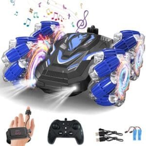 LOOZIX FX10 RC Car Gesture Sensing Stunt Car with 2.4G Remote Control LED Lights Music for Boys 6 12 Years Old