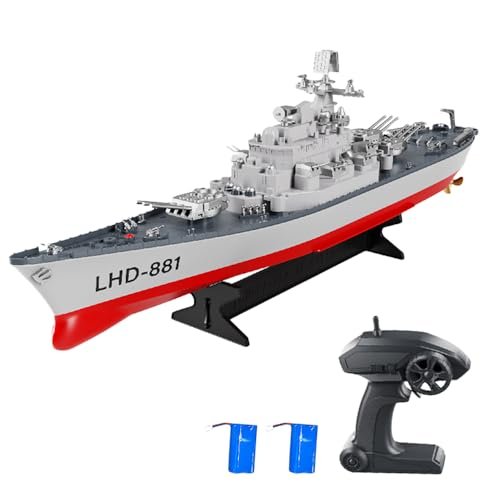 GoolRC Remote Control Warship RC Military Battleship 1 390 Scale Remote Control Boat for Lakes and Rivers 2.4GHz RC Armed Cruiser Boat Model with Low Battery Alarm and 2 Batteries for Adults
