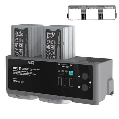 LIMETA 200W Fast Charging Hub for DJI Air 3 Air 3S Batteries 3 Channel Parallel Charger with Discharge Function LED Display Multi Port USB Charger for Drone Batteries Compact Efficient Design Perfect for RC Submarine Design Enthusiasts