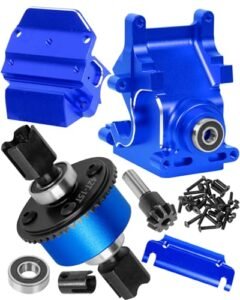 hopsupRC Aluminum Gearbox Case Gears with 42T&15T Upgrades Part for 1/8 Kartonm Outcast Typhon 6S,1/7 Mojave Limitless 6S,Wave Box Gearbox Hops Up,Navy Blue