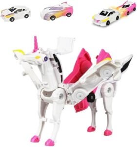 Generic Collision to Magical Unicorns,Momentary Transformation Robot Plaything, Automatic Deformation of Magnetic Connections. 2Pcs Transforming Car-Robot for Kids,Gifts for Boys and Girls. (pink)