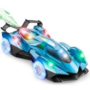 SASBSC Drift RC Cars Supra Lambo Remote Control Car for Boys 4 7 8 12 with 360 Rotation Spray Music Lights 1 12 Rechargeable Race Toy Cars Gifts for Kids Blue