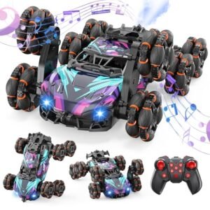 Scientoy 2.4Ghz RC Drift Car Hot Wheels 8WD Stunt Toy with Lights Music Spray for Boys Girls Ages 6 8 10 12 All Terrain Remote Control Car Gift 2 Batteries Included