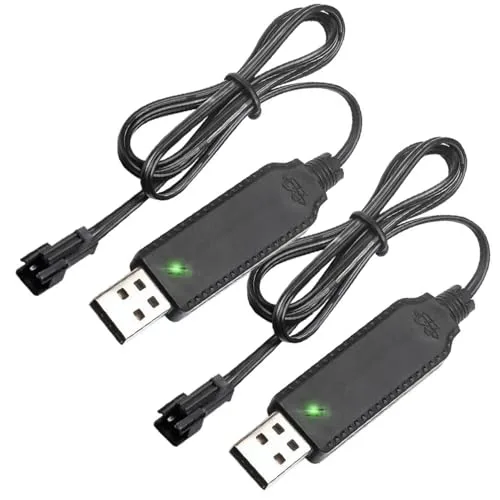 SM 2P USB RC Boat Battery Charger 3.7V Li ion Li Po Compatible with Bunch O Bubbles Bubble Bazooka Mini RC Cars and Trucks