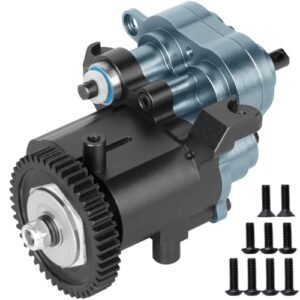 RCHuiWow RC Aluminium Gearbox Upgrades Part for 1/10 TRX4 TRX6 RC Crawler Alloy Transmission Case 2 Speed Transmission Box Gear Box with Steel Gear Hops up Titanium Black RC Börse