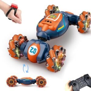 Mukola RC Gesture Sensing Stunt Car 2.4Ghz Hand Controlled Toy for Boys Girls Ages 6 12 4WD Remote Control Toy 360 Rotate Transform Drift with Lights Music Two Batteries