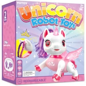 YOTOY Remote Control Unicorn Robot Toy for Kids Interactive Dancing LED Light Show Rechargeable Magical Pet Gift