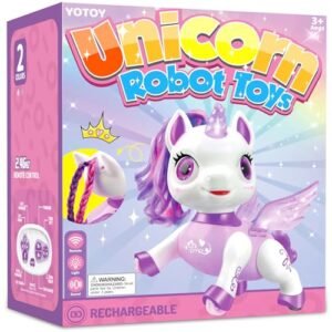 YOTOY Remote Control Unicorn Robot Toy for Kids Ages 3 to 8 Interactive Robot Pet with Dance Light Show and Rechargeable Battery