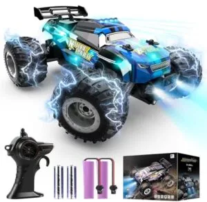 Best Rechargeable Batteries for RC Cars 2.4Ghz Glow Up Remote Control Monster Truck with LED Lights 20 KMH Speed All Terrain Off Road Toy for Boys Kids Ages 4 12