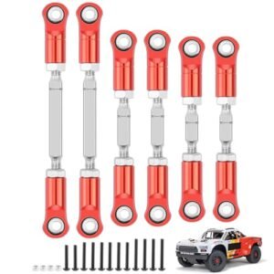 GLOBACT Adjustable Metal Tie Rods Turnbuckles Steering Links for 1 8 Scale RC Snowmobile ARRMA Mojave 4S BLX Red