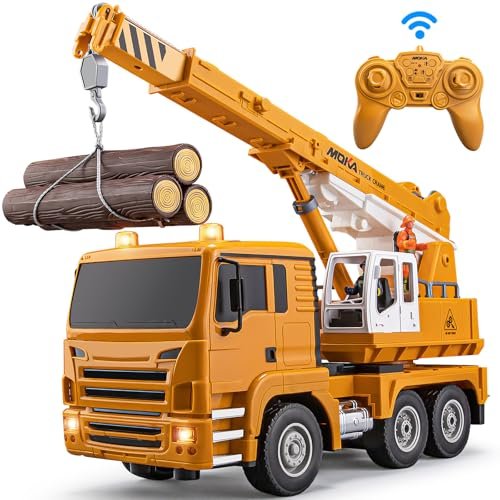 WEMOKA 13 Channel Large Scale RC Construction Vehicles 2.4G Remote Control Crane Truck with Lights and Sounds for Kids