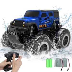 Gosetoys 1/4 RC Monster Truck 4x4 Off Road Waterproof Remote Control Jeep Amphibious All Terrain Toy for Boys and Girls Ages 6 12 Blue SUV