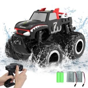 Gosetoys 1 16 Nitro RC Monster Truck 4x4 Off Road Waterproof Remote Control Jeep Amphibious All Terrain Toy for Boys and Girls Ages 6 12 Red Pickup