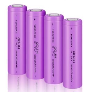 QOJH 4Pcs 3.7 Volt 18650 Rechargeable Battery 3500mAh Flat Top Lithium Ion Batteries for Remote Control Toys Headlamps LED Flashlights Mini Fans Shavers Purple