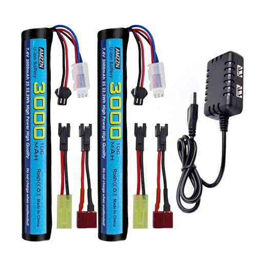 AMZZN 2PCS 7.4V 3000mAh Li ion Battery with 2 in 1 Charger for RC Plane Float Design and Other RC Models