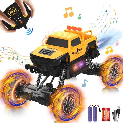 Eulogia RC Dump Truck Remote Control 1:12 Scale High Speed 4WD All Terrain Toy with RGB Wheel Lights and Music for Kids Ages 4 10