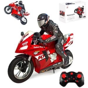 HTLNUZD 1 6 Scale RC Racing Motorcycle HC 208 Alloy Radio Controlled Stunt Bike with 2 4GHz Remote Red