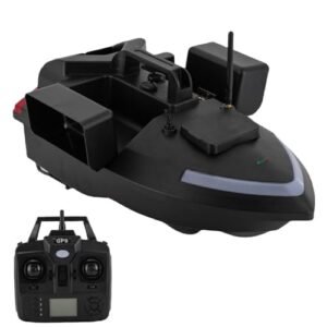 Kreiaoer RC Fishing Bait Boat with GPS, Dual Motor Fish Finder with Night Light Signal 1640ft Remote Control Range, Support Route Calibration, 4.4 lbs Loading for Professional Fishing (Black)