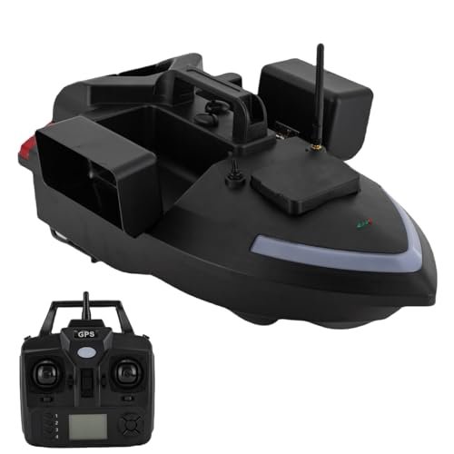 Kreiaoer RC Fishing Bait Boat with GPS, Dual Motor Fish Finder with Night Light Signal 1640ft Remote Control Range, Support Route Calibration, 4.4 lbs Loading for Professional Fishing (Black)