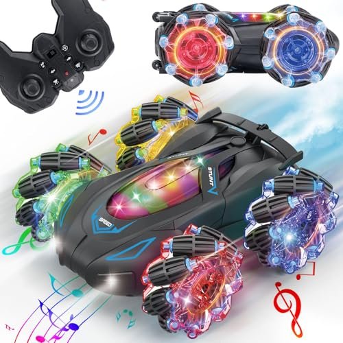 CML RC Cars 2.4GHz 4WD Stunt Remote Control Toy Car with 360° Rotation Cool Headlights Music for Boys Girls Ages 4 13