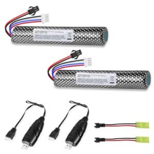 URGENEX Airsoft Battery 11.1V 2000mAh Battery Pack with Mini Tamiya Connector and SM2P Plug Cables for Airsoft Guns
