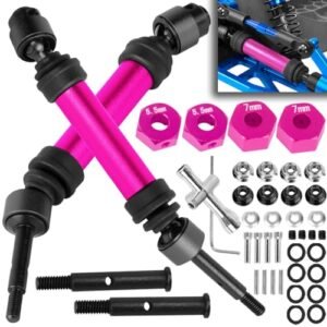 Element RC Axles BRCatWPark Drive Shaft Upgrades for 1 10 Rustler 2WD VXL Stampede 2WD VXL RC Steel 45 2Pcs Driveshafts CVD with Hex Hops Pink