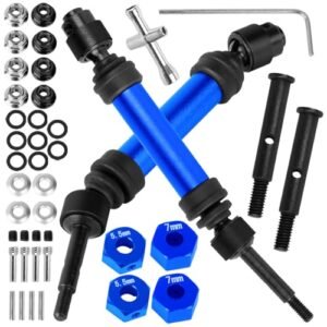 BRCatWPark Cross RC Axles Steel #45 Driveshafts CVD with Hex Hops Up for 1/10 Slash 2WD VXL Navy Blue 2Pcs