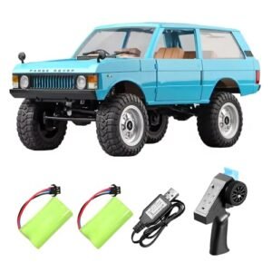 Hylukon RC Crawler 1:12 Scale RC Rock Crawler, 2.4Ghz 4WD All Terrain RC Car RTR 4x4 Off-Road Remote Control Trucks with Controllable Headlights and Two Batteries for Kids and Adults, Lightblue