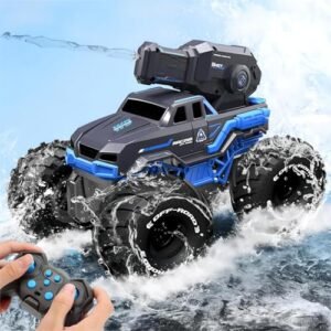 Celmopla 1/16 4WD Remote Control Monster Truck Best Electric RC Monster Truck for Kids Ages 6 Plus All Terrain Amphibious RC Car Boat with Water Spray Gun Two Batteries Waterproof and Durable