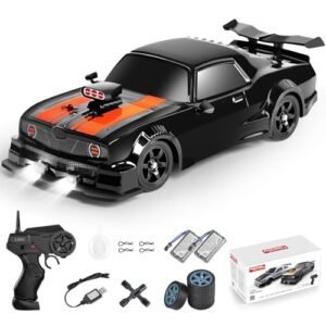 Fistone 2.4GHz 1 16 Scale 4WD RC Drift Car with Rubber RC Drift Tires LED Lights and 2 Batteries High Speed Racing Toy for Adults and Kids