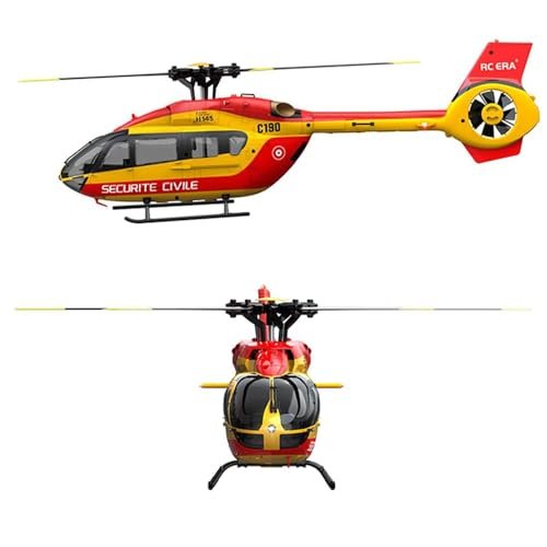 YounggDiy 1 30 C190 H145 RC Helicopter for Adults 2 4G 6CH Single Rotor Gyroscopic Flying Aircraft Model Gift for Adults and Teen RTF Version Red Yellow Compatible with RC Helicopter Simulator Mac