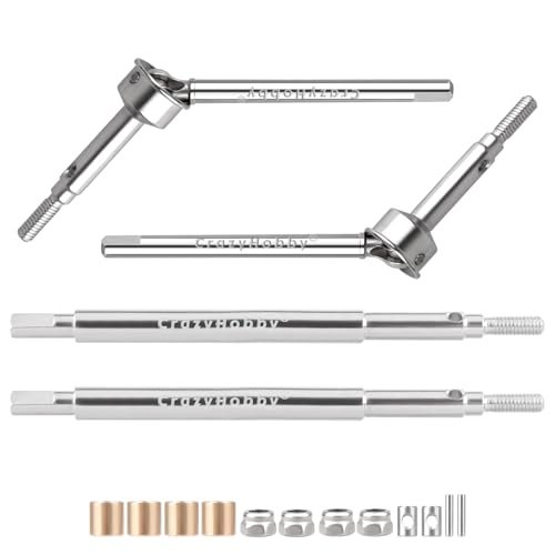 MST RC Parts CrazyHobby RC Dogbone Axle Shafts +2mm Extended Thread Front Rear CVD Shafts Hardened Steel for 1/18 TRX4M Defender Bronco RC Crawler Upgrade